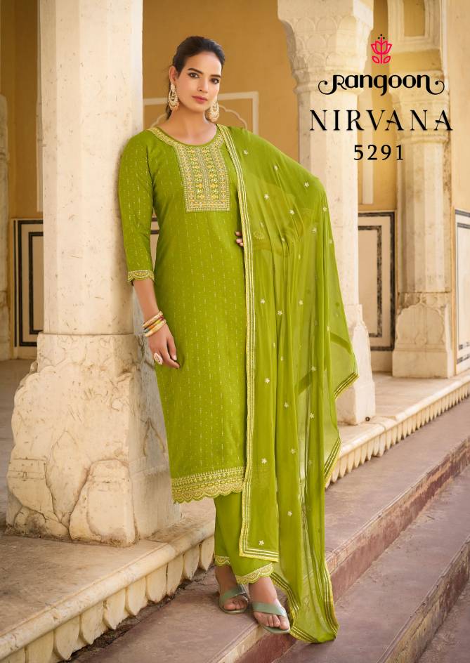 Nirvana By Rangoon Rayon Printed Embroidery Kurti With Bottom Dupatta Wholesale Price In Surat